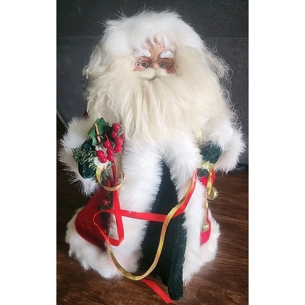 Vintage Old World Santa Claus Christmas  Tree Topper Decor Red Robe